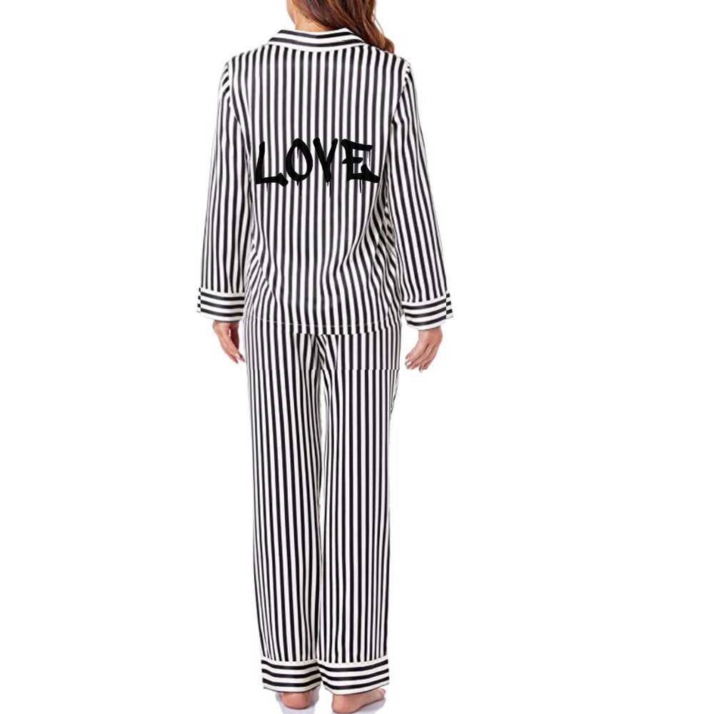 Black and white striped pj online set