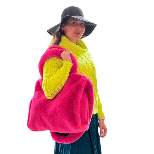 Large Messenger Tote Faux Fur Bag SAMPLE SALE